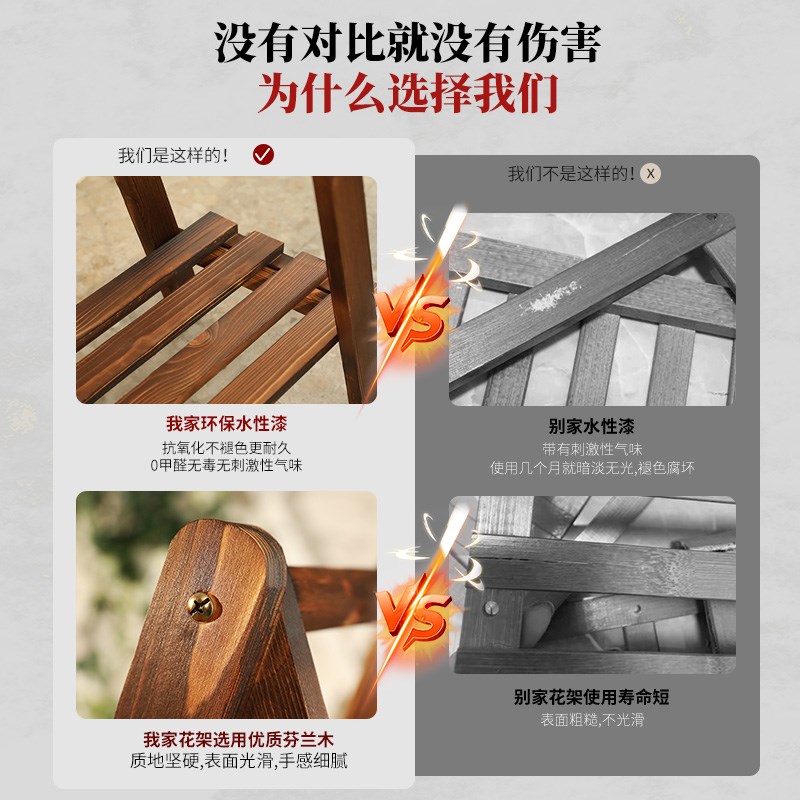 花架子绿萝多层阳台置物架实木质室内外三层花盆架多肉客厅落地式