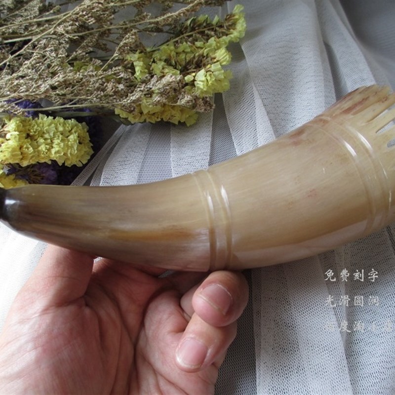 天然牦牛角梳子按摩梳长款筒梳头部经络头疗头皮洗头梳防静电脱发