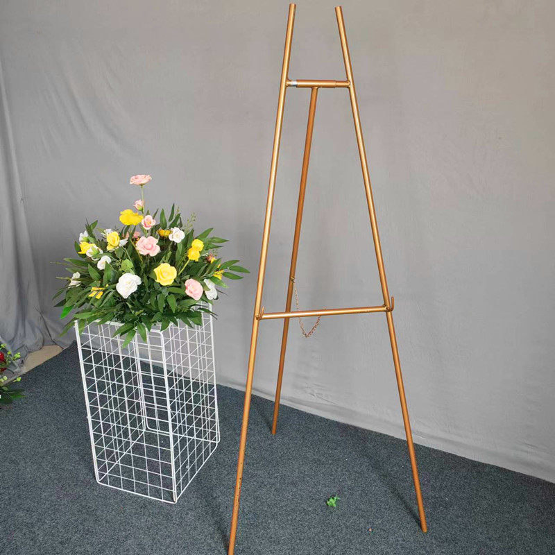 婚庆道具海报展示架相框托架子铁艺落地式迎宾牌画板架子金色定制