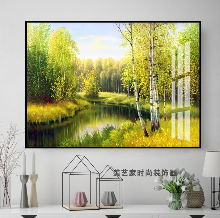 田园风格装饰画餐厅画横版单幅油画风景壁画饭厅挂画客厅走廊墙画