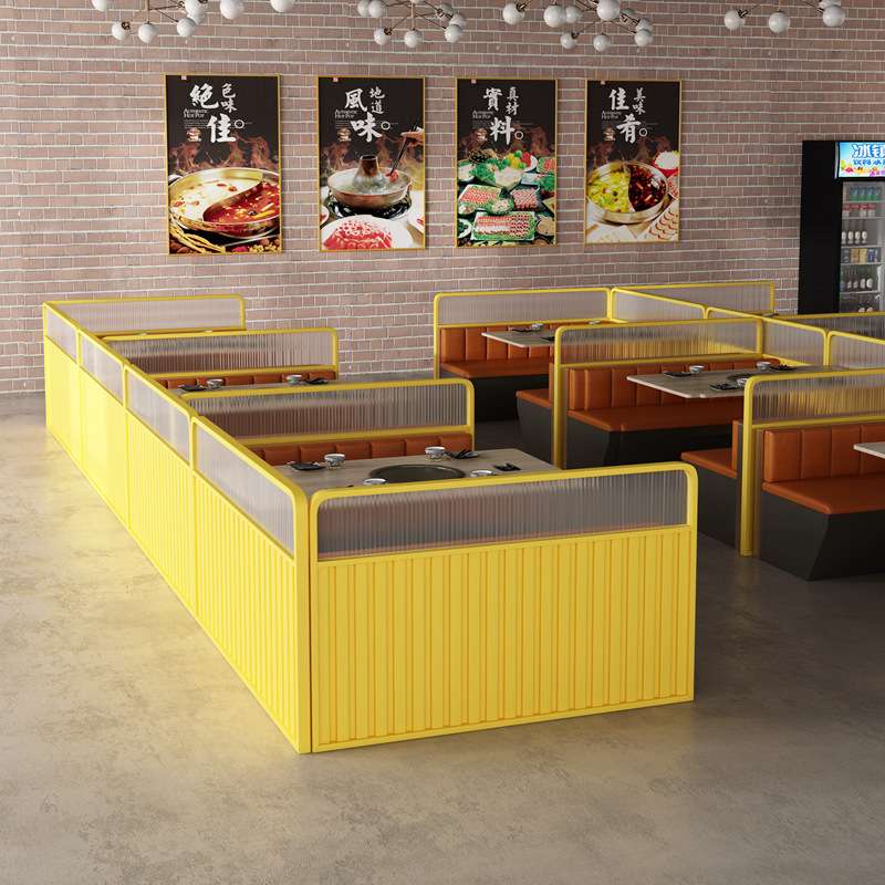 铁艺卡座隔断 火锅店酒吧餐厅座位隔断屏风 围栏矮隔断玻璃装饰墙