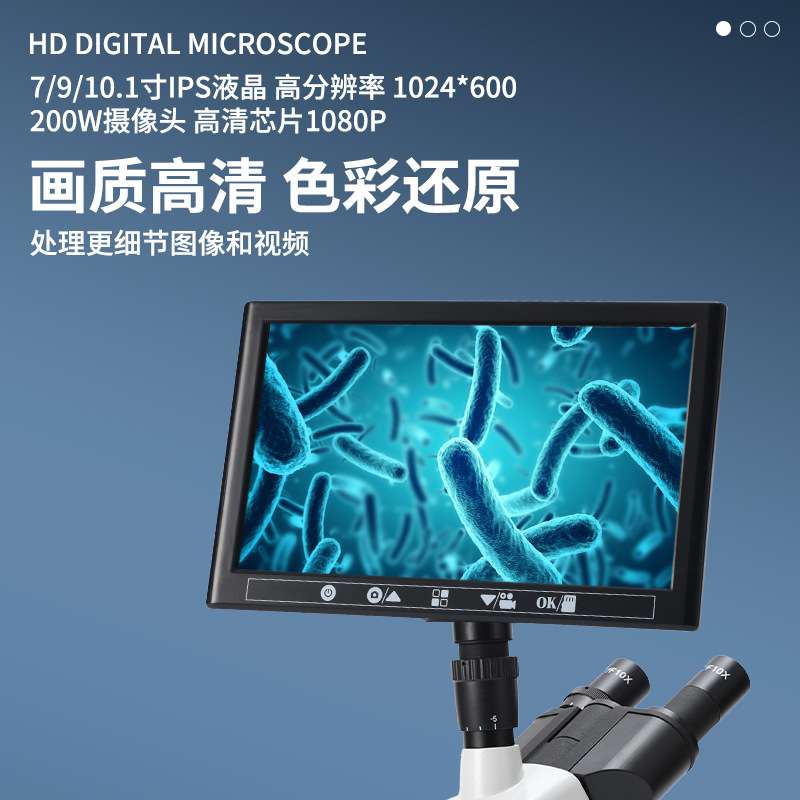 双目显微镜单目儿童显微镜清检通用专用显示屏7寸9寸10.1寸高清拍