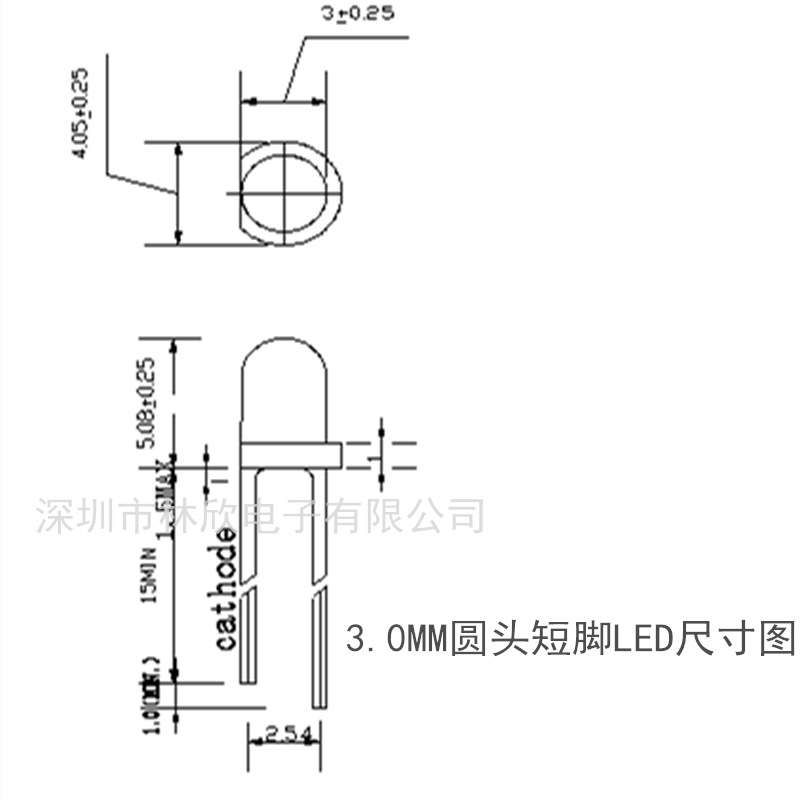 深圳林欣f3圆头白发翠绿高温胶水加齐纳3mm直插长脚发光二极管