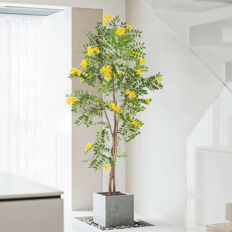 北欧风大型仿真绿植盆栽植物造景槐花树室内客厅落地假树装饰摆件
