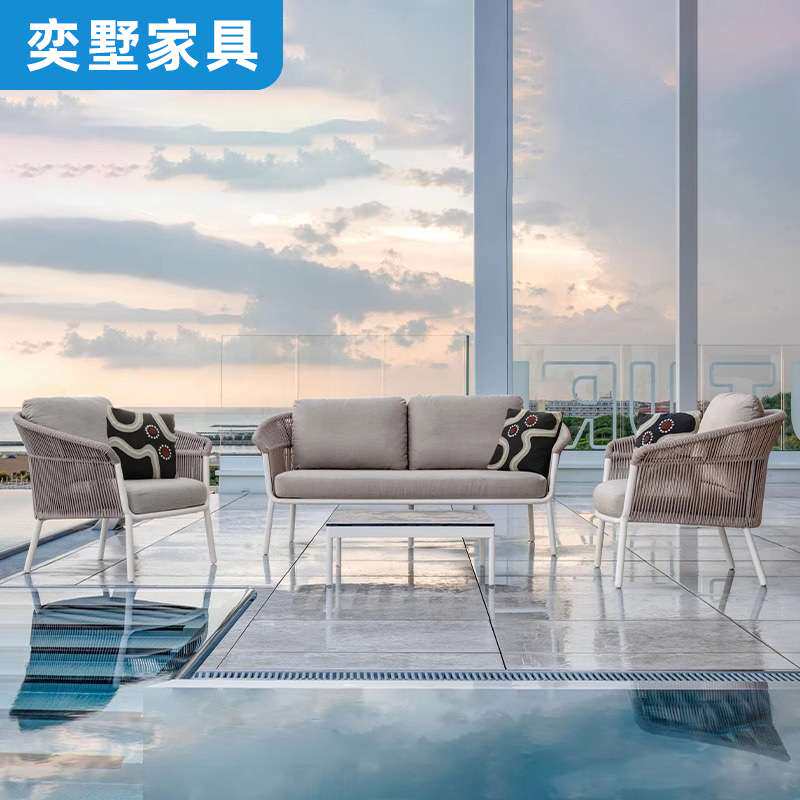 户外藤编花园沙发庭院别墅阳台室外民宿露天休闲藤椅防水防晒组合