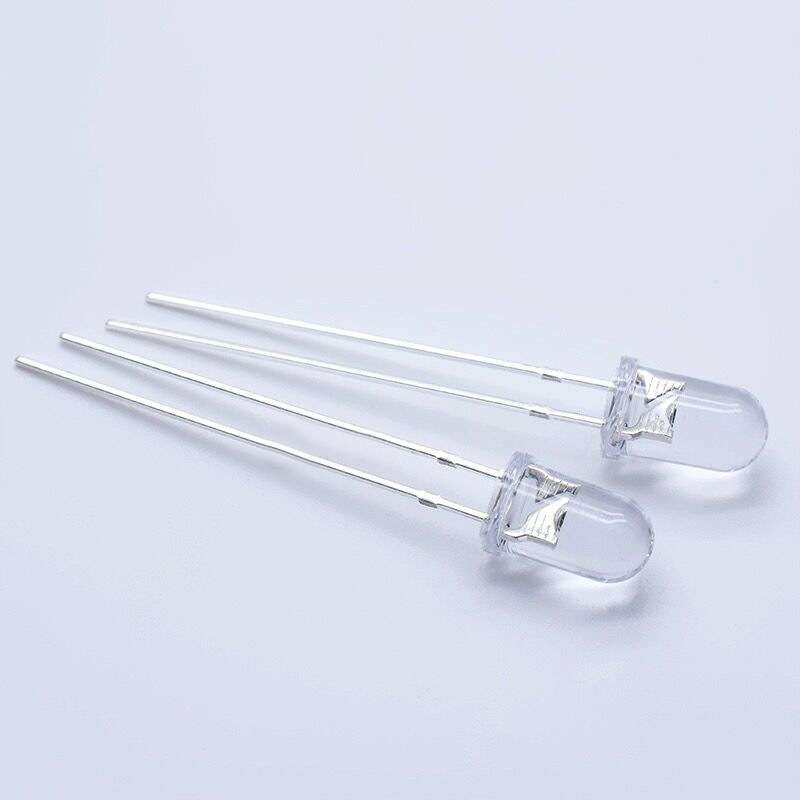 F3/F5白发冰蓝圆头超高亮暖白长脚 透明3/5mmLED发光二极管灯珠