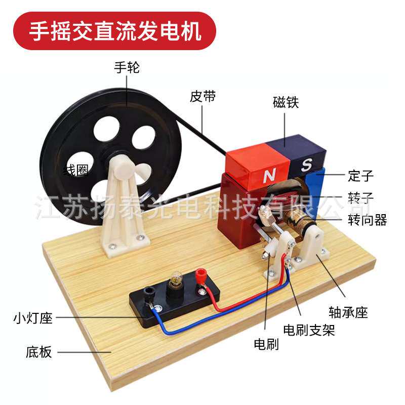 手摇发电机手摇交直流发电机灯泡发光磁铁生电模型厂家直销