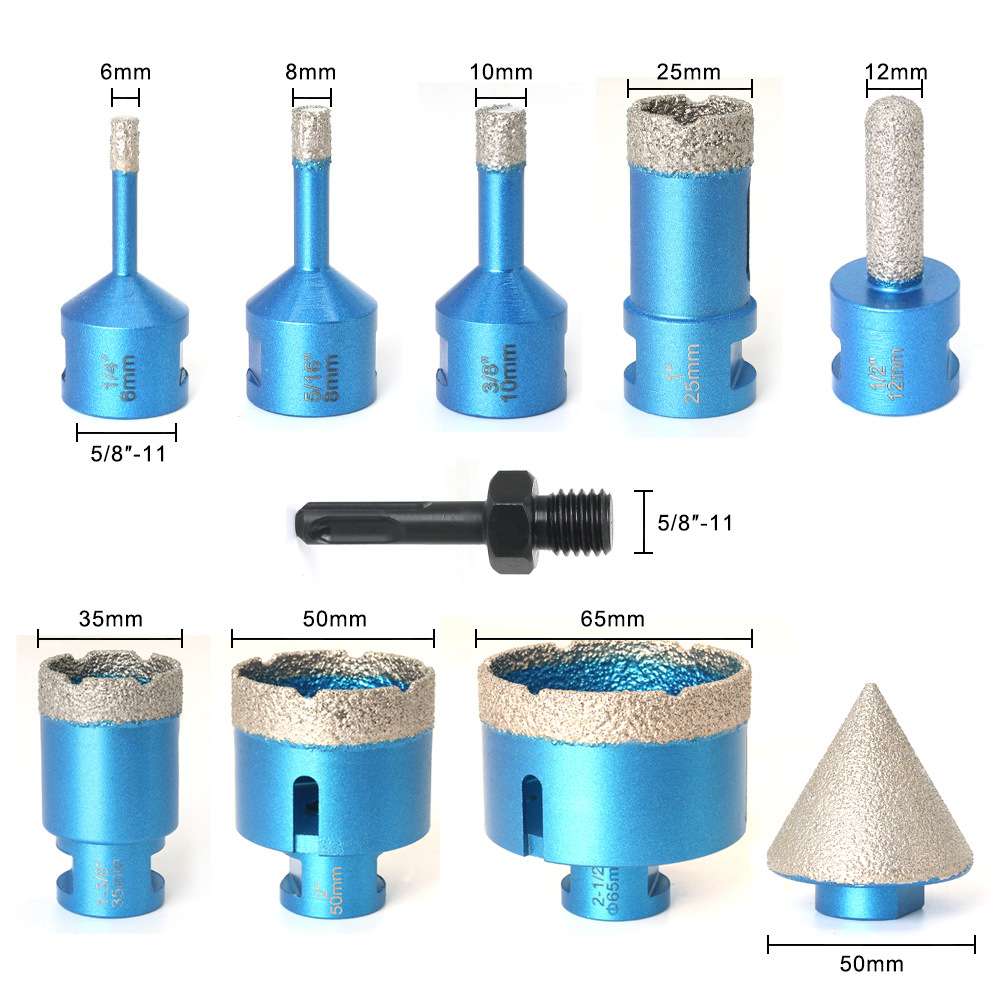跨境钎焊开孔器套装玻璃瓷砖大理石美式螺纹5-8''-11/M14角磨机用