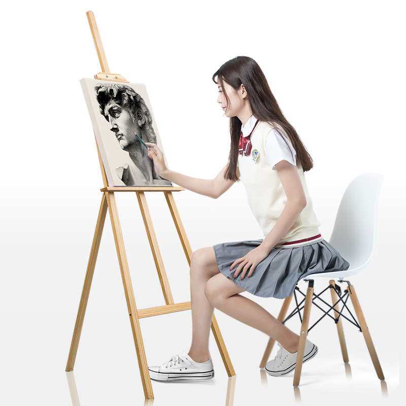 木画架画板美术生三角支架式落地式油画画架组装木质素描写生