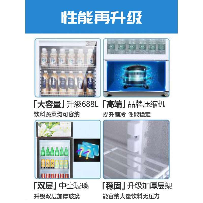 单门饮料柜商用双门立式冰箱水果蔬菜超市冷藏保鲜风冷展示柜
