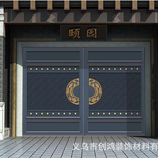 欧式艺术乡村中式铁艺电动围墙大门自动防盗别墅院子大门铝合金