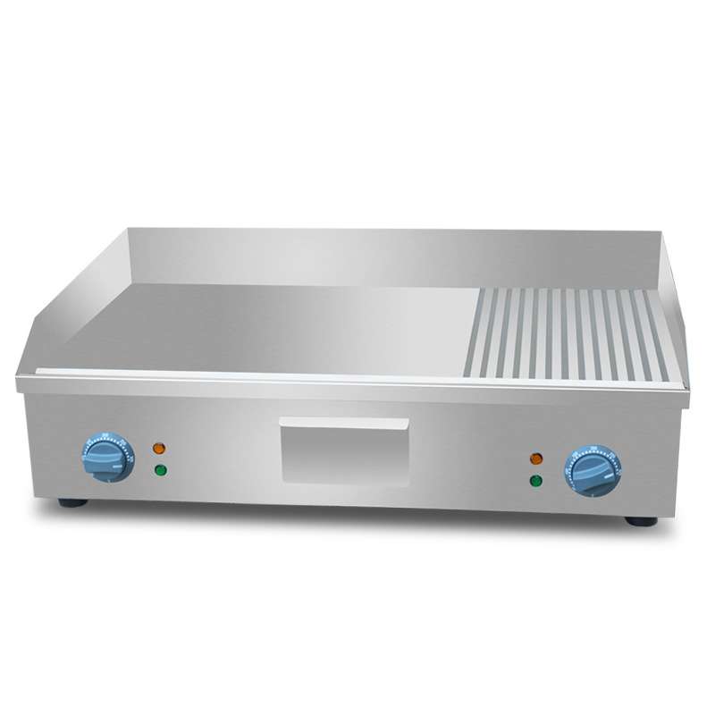 杰亿电热扒炉半平半坑扒炉煎牛排扒机商用铁板烧手抓饼炉FY-822A