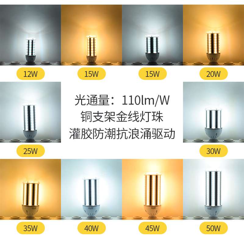灯泡新款铝材LED灯220V超亮节能省电玉米灯E27螺口庭院灯照明