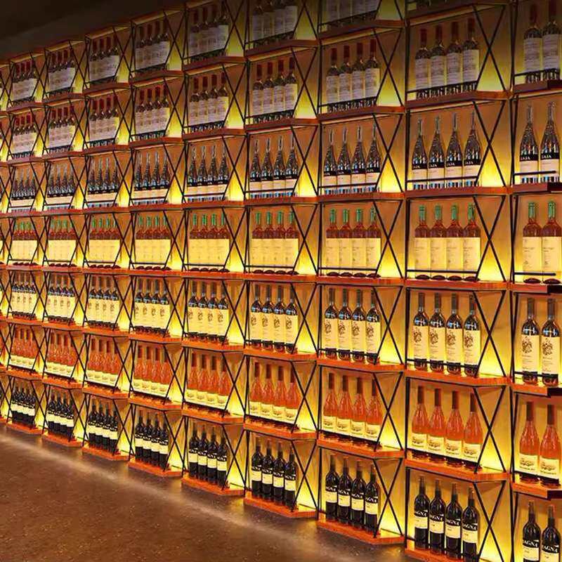 酒吧柜酒架置物架壁挂柱子展示架复古工业风靠墙创意发光酒柜厂家