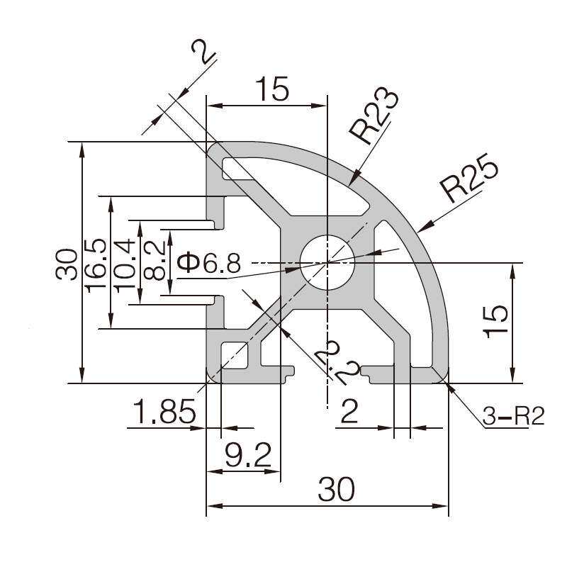 3030R工业铝挤型材料铝合金工作台铝材框架流水线 线方管铝挤型材