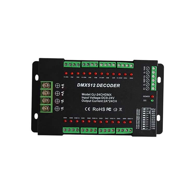 24CH通道 dmx512解码控制器led 彩色RGB灯带控制器带拔码