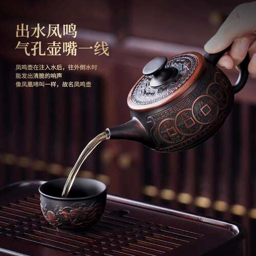直播代发云南滇匠紫陶茶壶汉瓦可提可凤鸣可旋转全手工紫砂壶家用