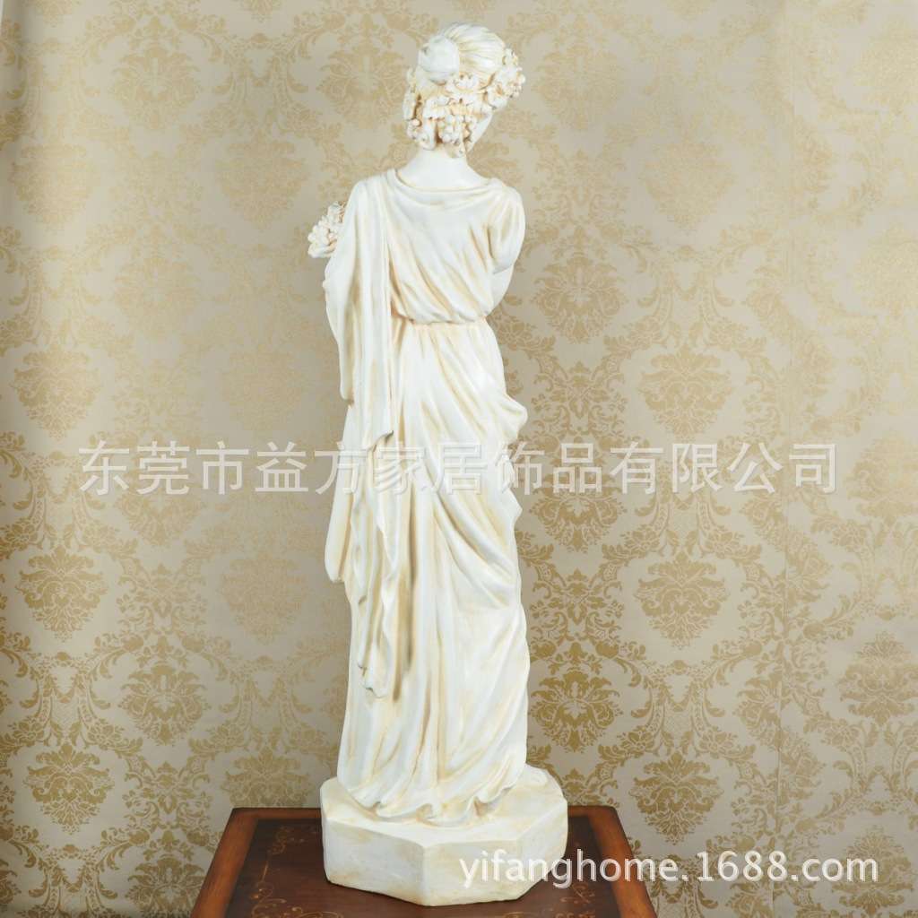 欧式风格仿古白色仕女抱花瓶摆件客厅书房新房摆件家居装饰摆件