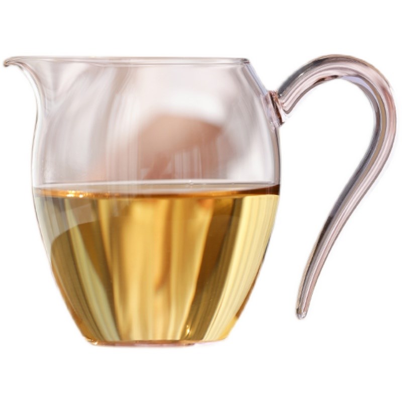 禾器粉色怡然玻璃公道杯日式家用玻璃茶海耐高温大公杯玻璃分茶器