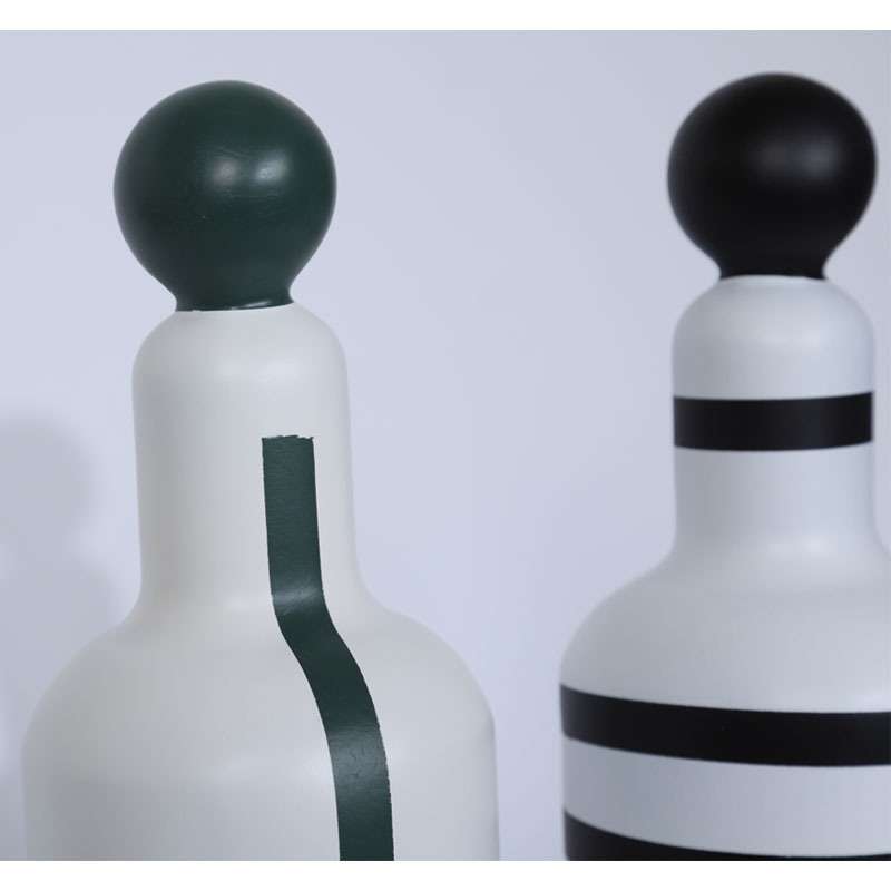 创意条纹瓶子摆件 树脂北欧工艺品家居软装饰品轻奢摆件创意家居