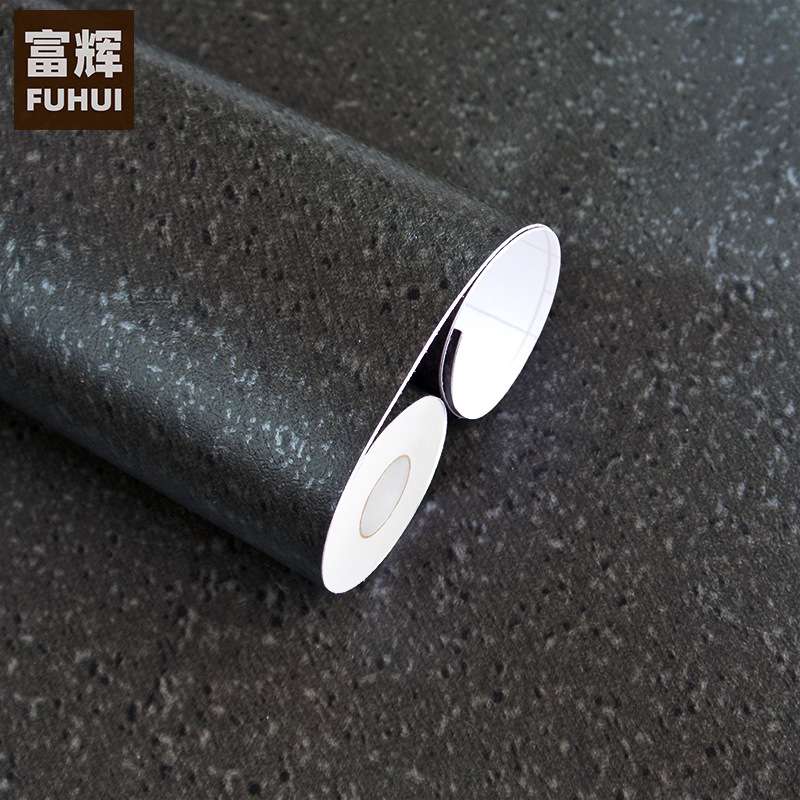 深灰色沙粒水泥风格自粘墙纸PVC壁纸翻新防水防潮导气槽墙贴HD067