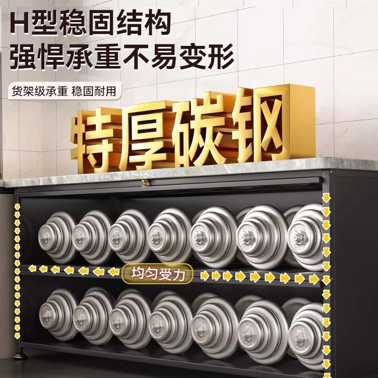 厨房置物架落地餐边切菜工作台靠墙一体多层功能收纳储物锅橱柜子