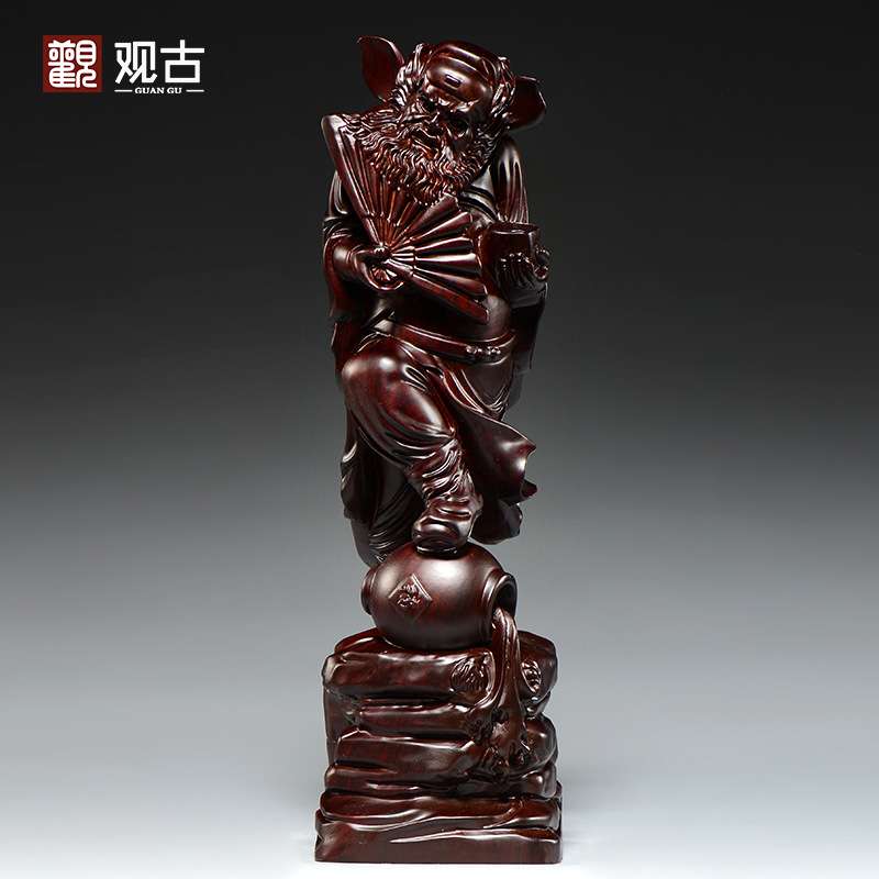 黑檀木雕天师福神钟馗神像摆件家居客厅店铺装饰摆设送礼手工艺品
