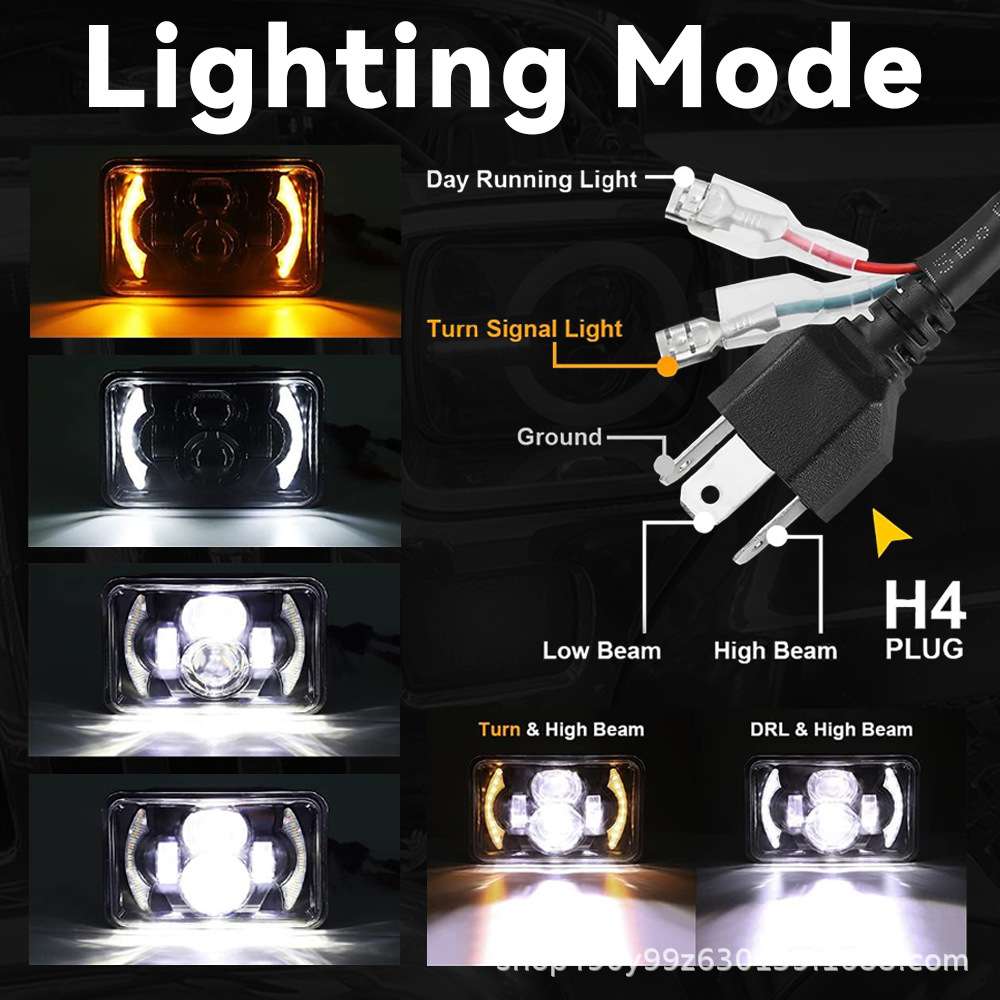 跨境新款7寸牧马人汽车led大灯哈雷越野车h7车灯led灯远近光一体