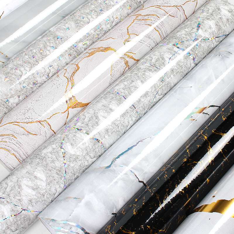 加厚大理石贴纸奢华鎏金自粘墙纸防水防油贴橱柜灶台桌面家具翻新