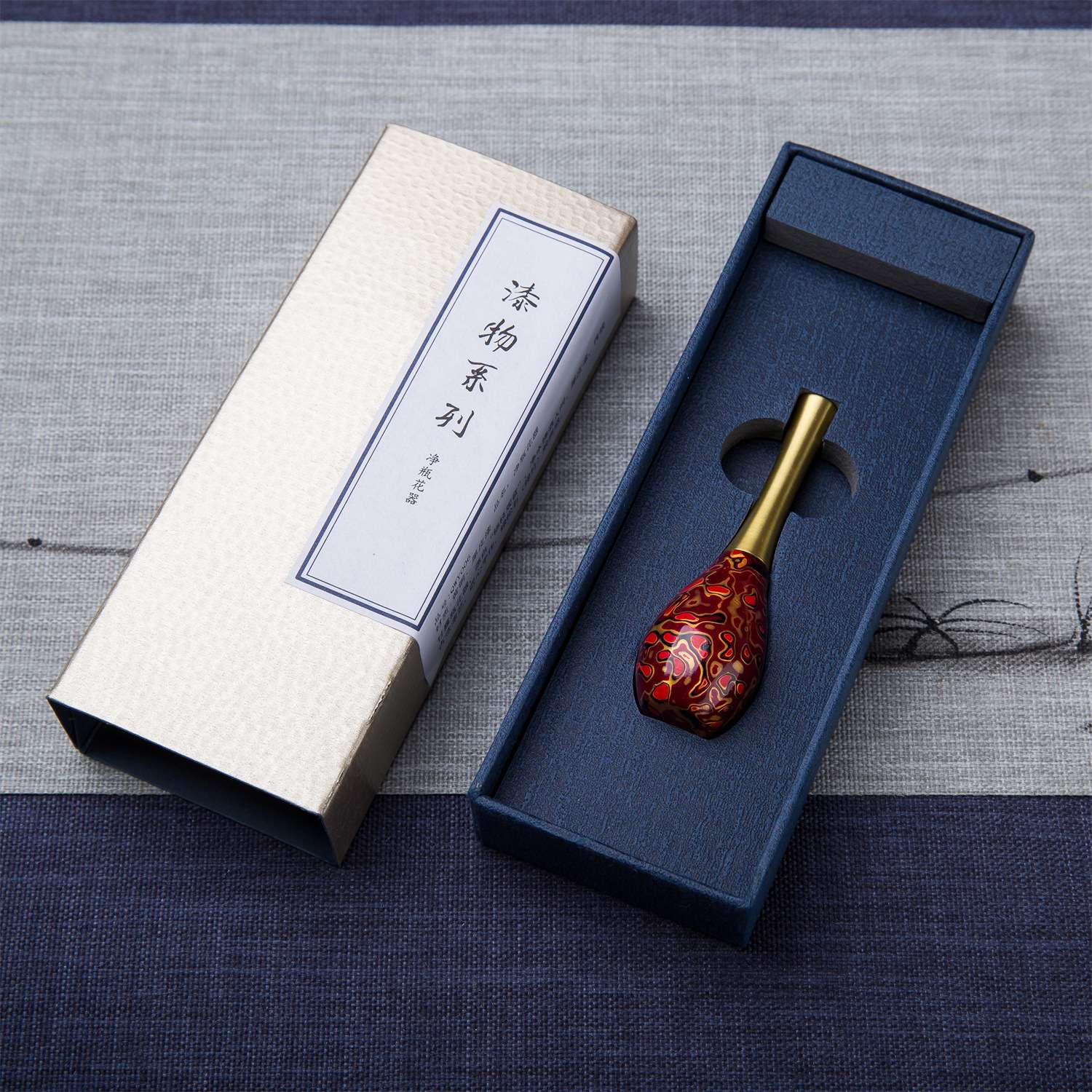 传统漆器手工艺品花插古风香插书房小摆件室内便携熏香小花器