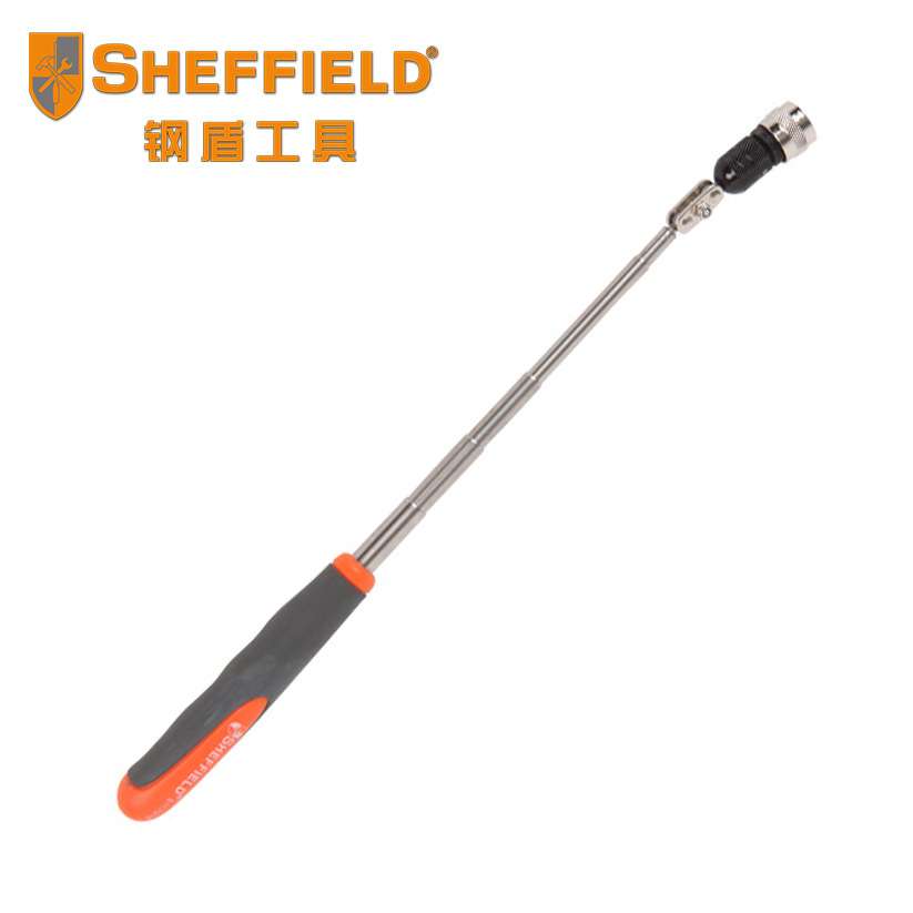 钢盾工具笔杆式抓取器带LED灯可伸缩650mm带灯磁性伸缩式捡拾器