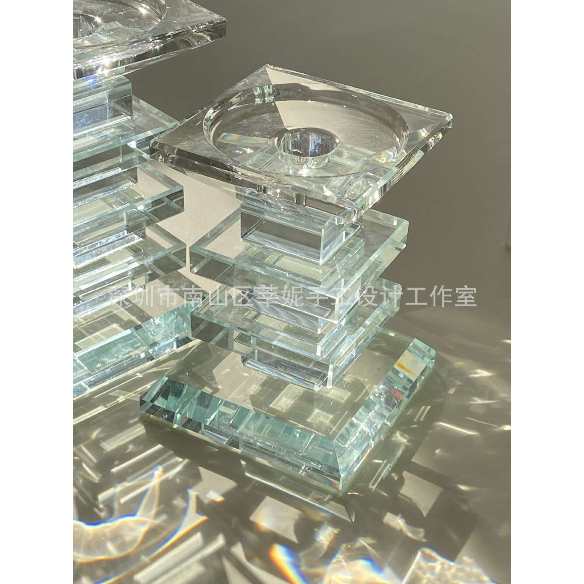 小众设计水晶玻璃烛台摆件新年圣诞装饰用品现代风
