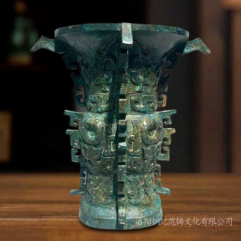 【西周风格】仿古青铜器何尊摆件高精度复刻收藏级家居装饰品铜制