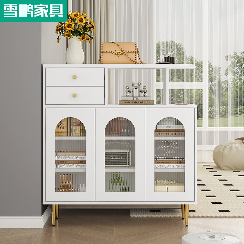 奶油风入户玄关鞋柜一体沙发边柜双面隔断柜简约酒柜置物柜6W29