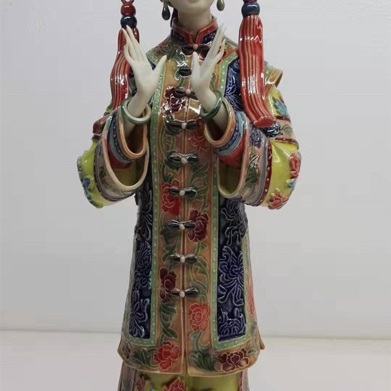 石湾陶瓷仕女琴棋书画手工艺精品林伟东新中式家具摆件林伟东仕女