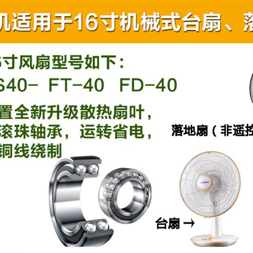 适用16寸400MM电风扇电机双滚珠轴承台扇纯铜线机头60wFS-40包邮
