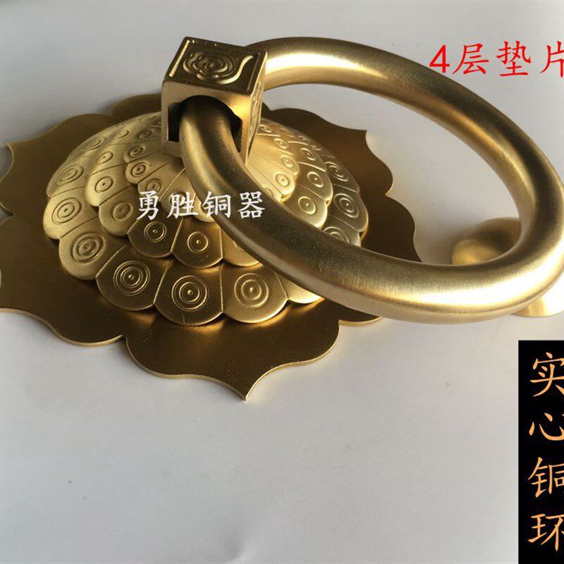 中式仿古纯铜拉手古典铜饰实木门把手实心大门拉手老式门配件新款