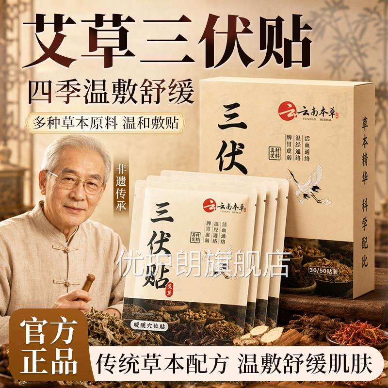 三伏贴艾灸贴艾草祛湿成人儿童草本温养三z九贴肚脐热敷官方正品z