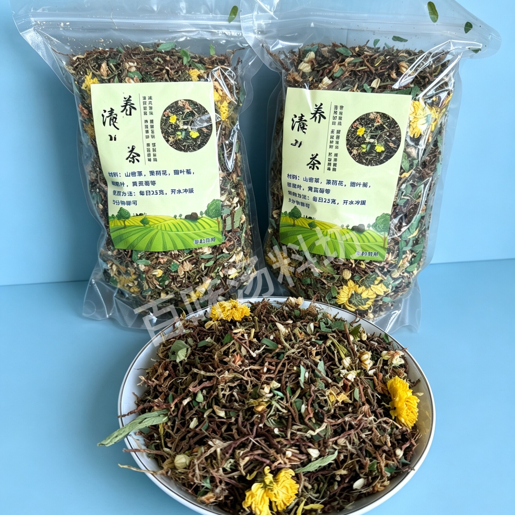 广西鸡骨草叶菊花茉莉花养生茶图片