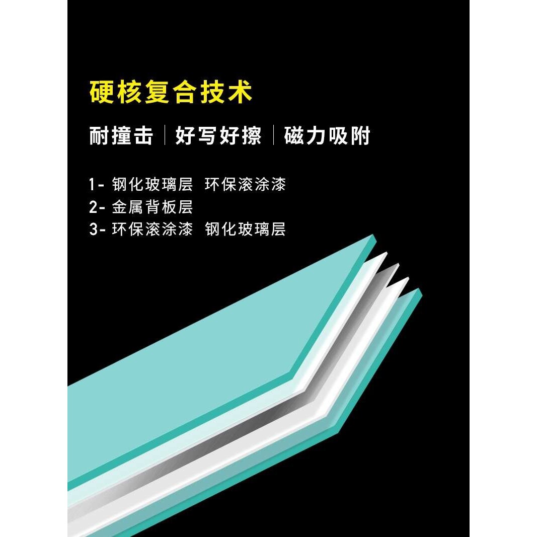 双面磁性钢化玻璃白板支架式带轮可移动书写板记事板手写板留言板