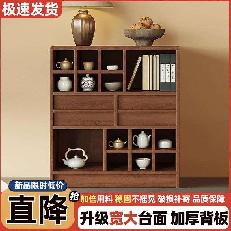 新款餐边柜中式茶水柜博古架置物架复古风展示架子简约收纳柜家用