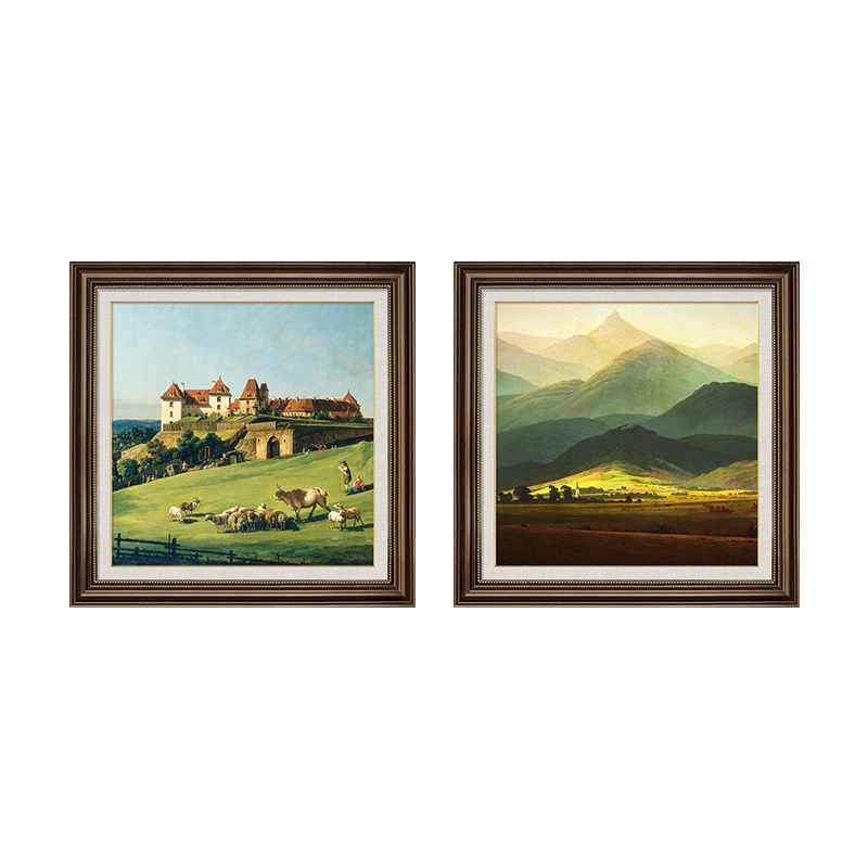 美式餐厅装饰画客厅沙发背景墙挂画欧式高级感油画玄关卧室壁画