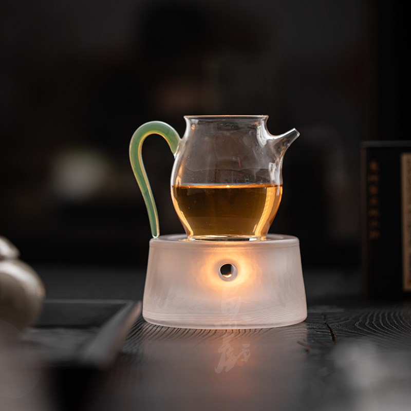 鱼戏水晶玻璃温茶炉蜡烛暖茶器复古简约日式茶道加热炉子烤煮茶器