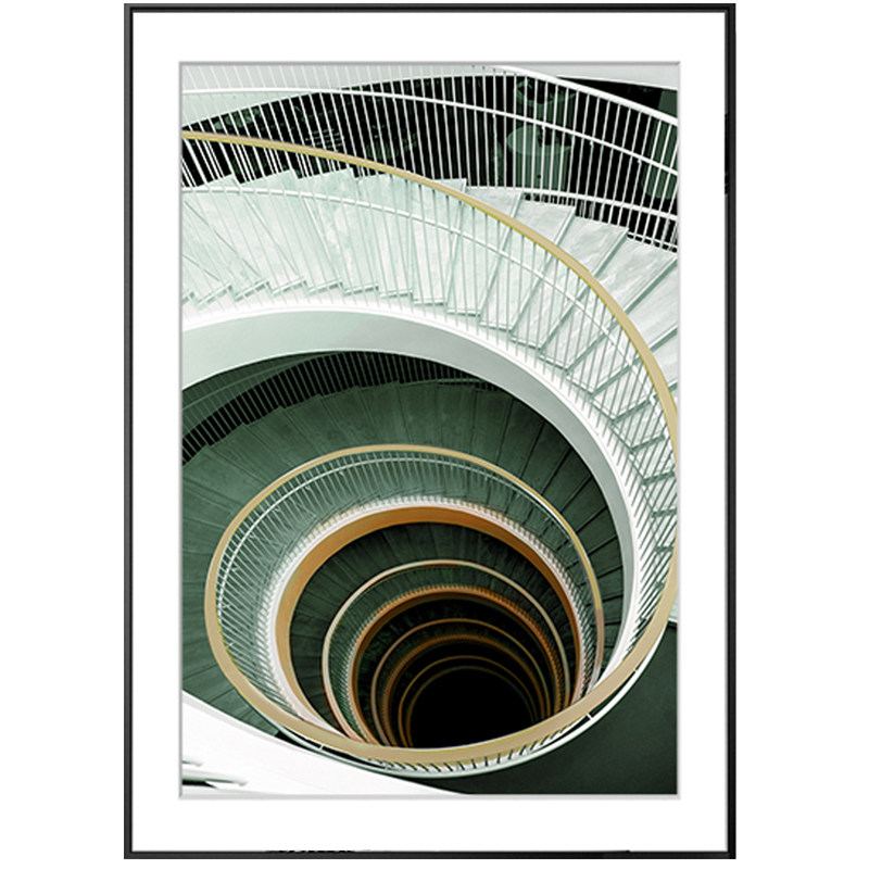 绿色轻奢玄关壁画教堂建筑室内空间画沙发背景墙挂画餐厅画卡纸画