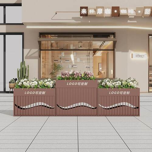 户外不锈钢花箱组合商业街道路铁艺花槽庭院外摆围栏隔断花坛花架