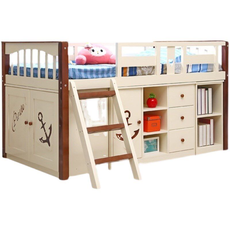 定制实木儿童床带护栏书桌衣柜单人男孩储物床半高床小户型中高床