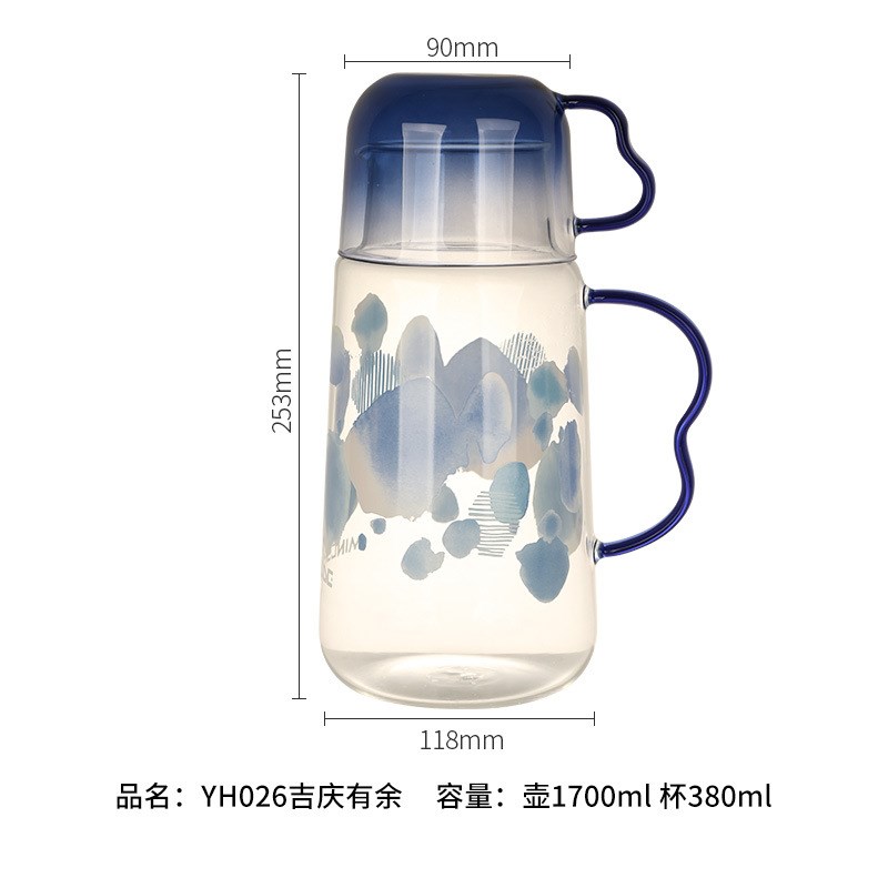 夏季小清新冷水壶套装高硼硅玻璃耐高温杯子高颜值凉水壶水杯家用