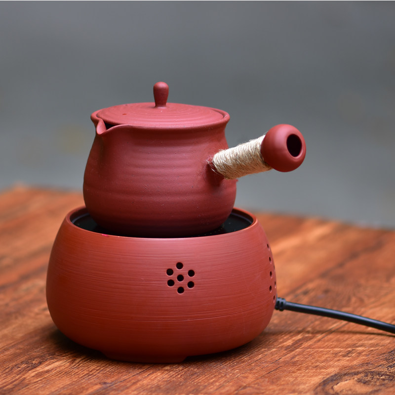 潮州全手工朱泥电陶煮茶炉 红泥电热丝茶具小型家用