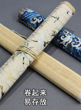 毛笔笔帘竹制布制收纳画笔国画绘画中国风笔袋卷笔袋文房书画书法