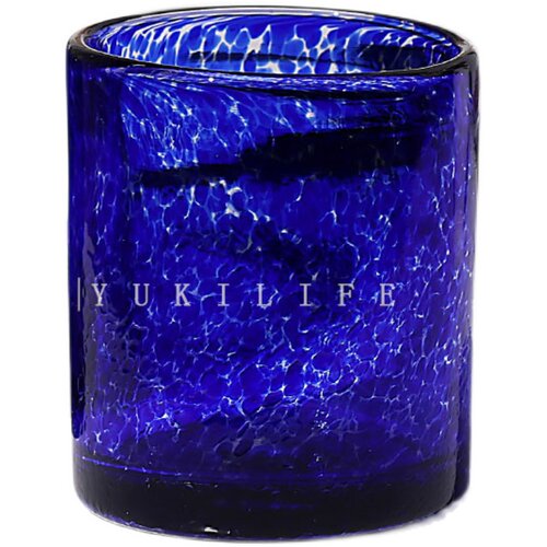 YUKI中古1980s蓝色幻城杯 纯手作艺术玻璃杯日式硝子酒杯水杯茶杯